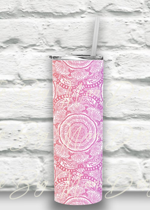 Cuss Word Mandala Tumbler | Personalized Stainless Steel 20 oz Skinny Tumbler