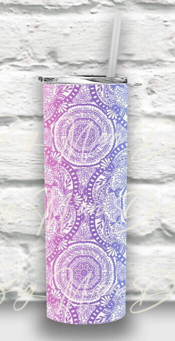Cuss Word Mandala Tumbler | Personalized 20oz Skinny Stainless Steel Cup