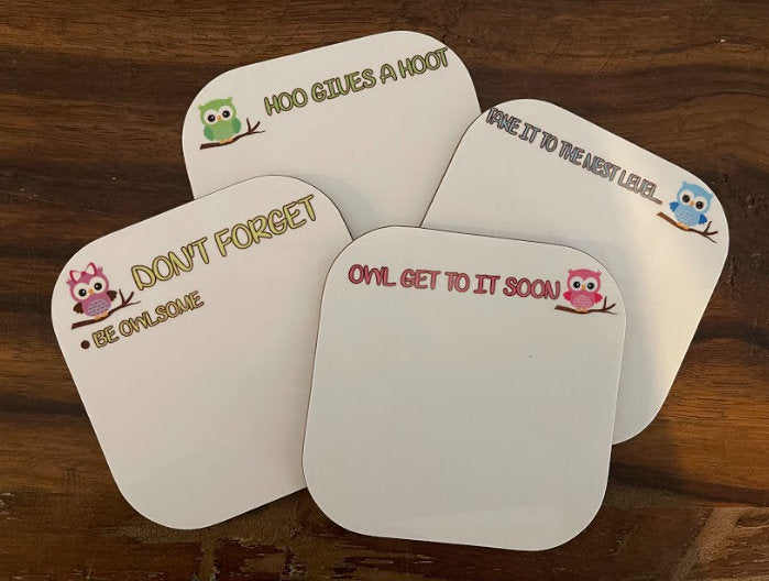 Mini Dry Erase Boards, Reusable Note Pad, Magnetic Notes, Owl Gifts, Personalized Daily Erase Notes, Office Gifts, Teacher/Counselor Gifts