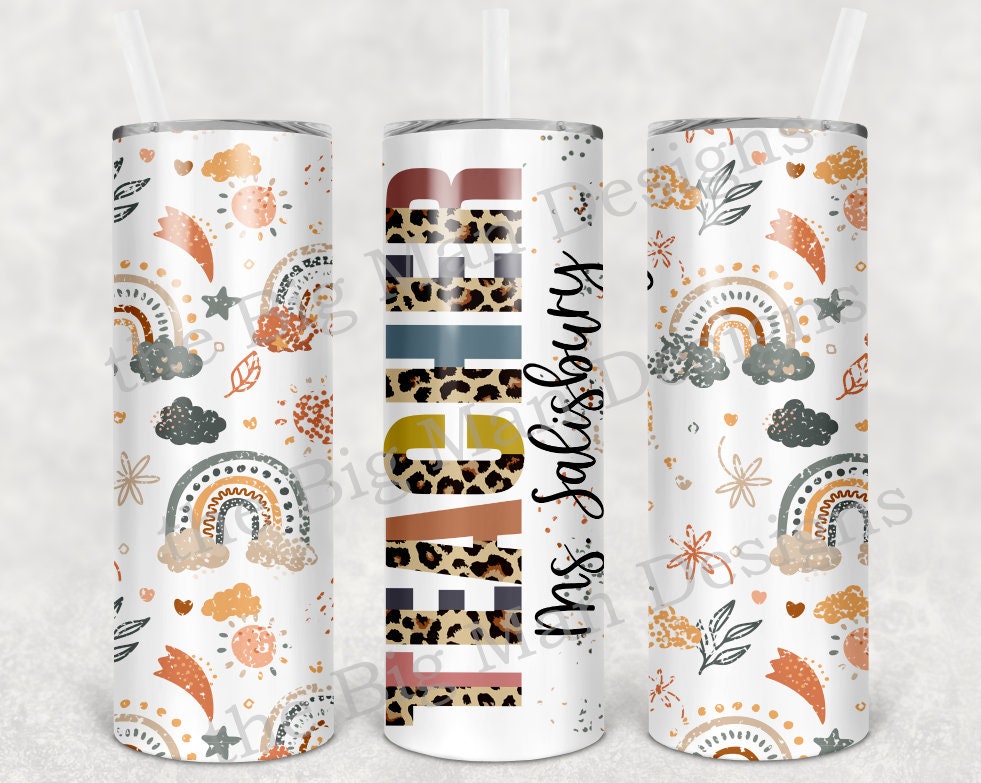 Teacher Appreciation Boho Style Personalized 20 oz skinny Tumbler