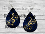 Blue Marble Music Notes Earrings| Dark Night Music Notes Earrings |Teardrop Earrings / Teardrop Dangle Earrings / Jewelry