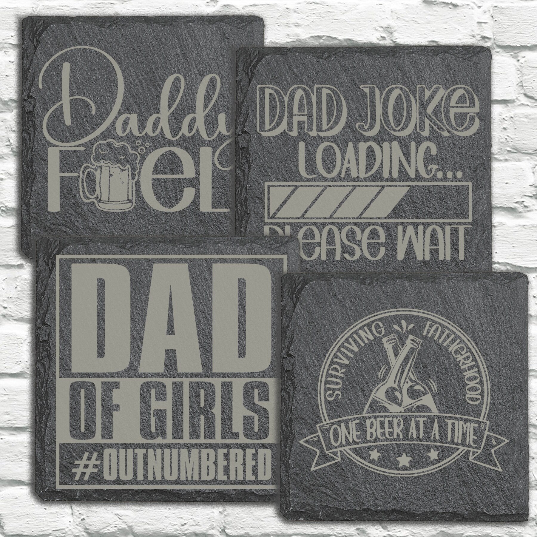 Personalized Stone Coasters | Father's Day Gifts | Custom Slate Coasters | Drink Coaster | Table Coaster | Gift for Dad