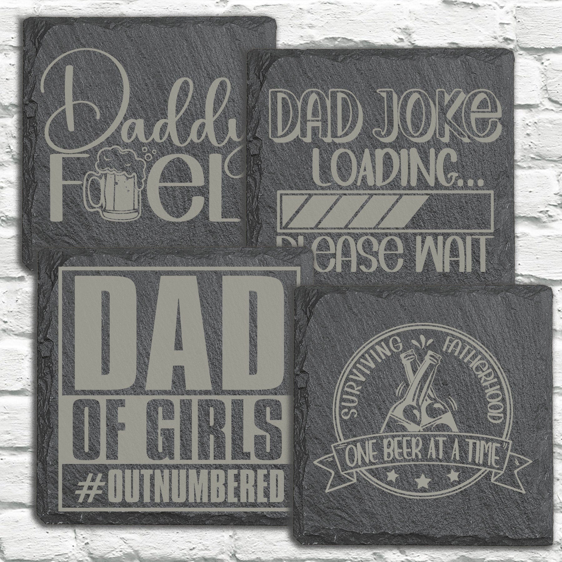 Personalized Stone Coasters | Father's Day Gifts | Custom Slate Coasters | Drink Coaster | Table Coaster | Gift for Dad