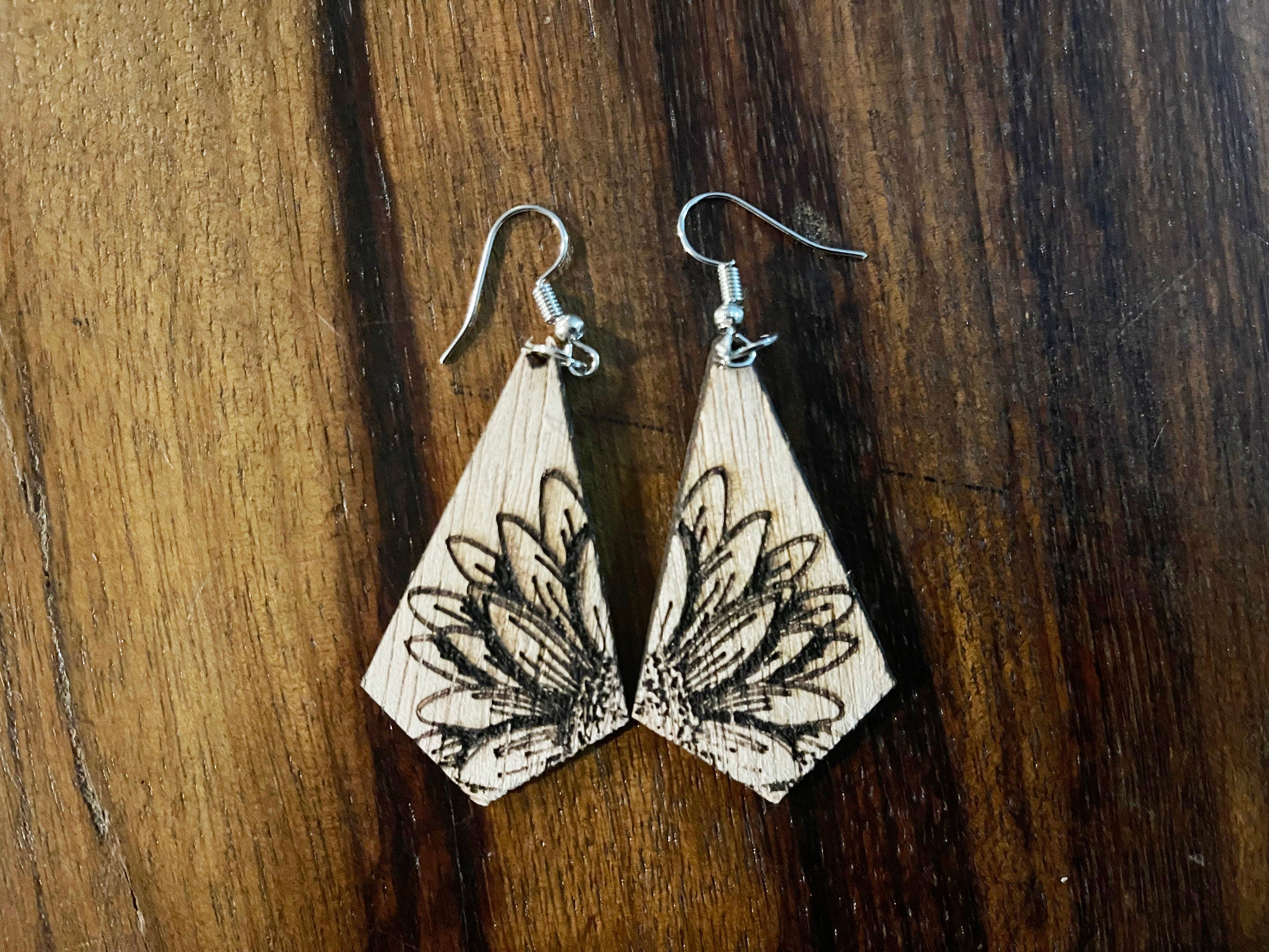 Wood Earrings for woman, Wooden Earrings, Natural Wooden Earrings, Laser Cut Earrings, Lightweight Earrings, Butterfly Earrings