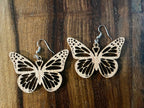 Wood Earrings for woman, Wooden Earrings, Natural Wooden Earrings, Laser Cut Earrings, Lightweight Earrings, Butterfly Earrings