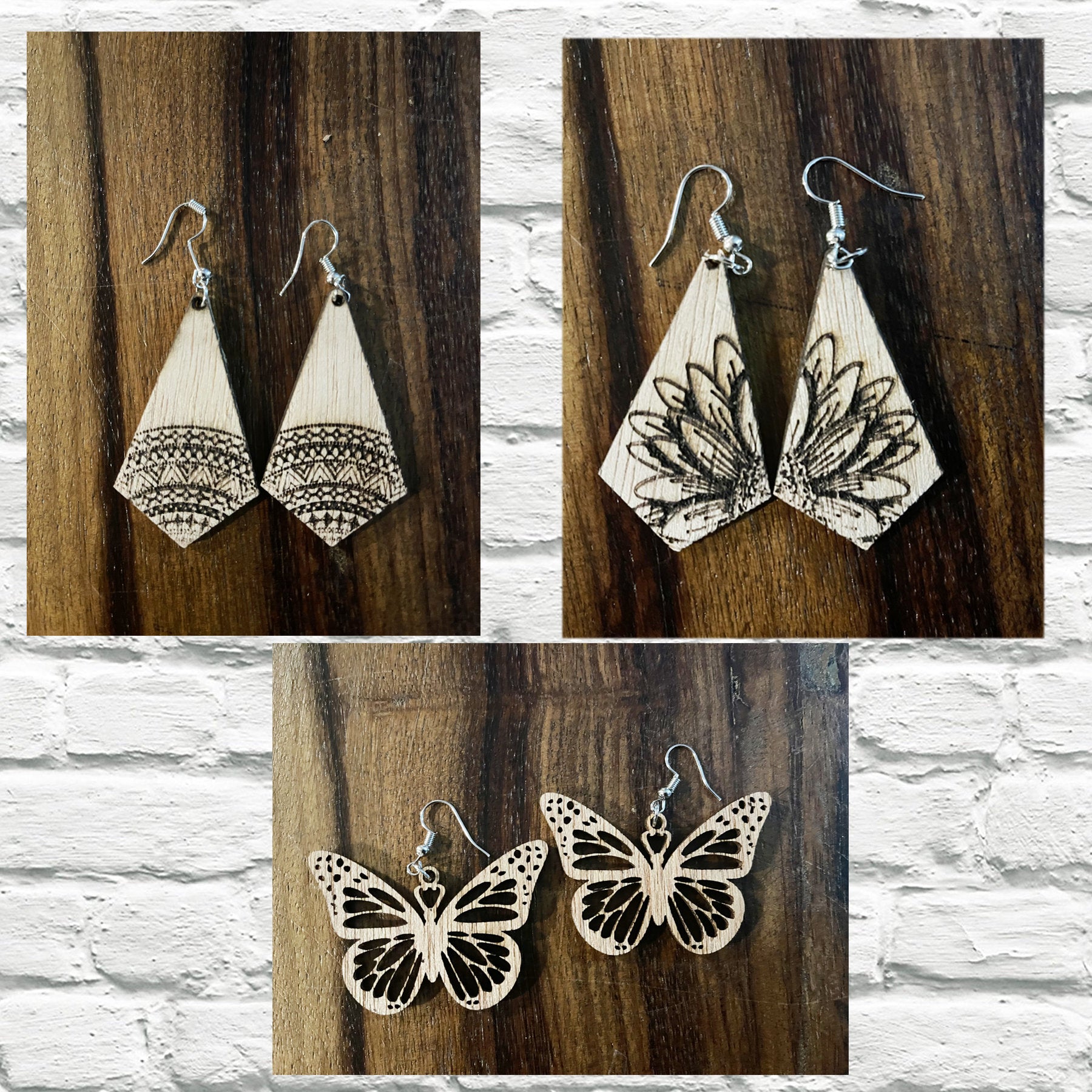 Wood Earrings for woman, Wooden Earrings, Natural Wooden Earrings, Laser Cut Earrings, Lightweight Earrings, Butterfly Earrings