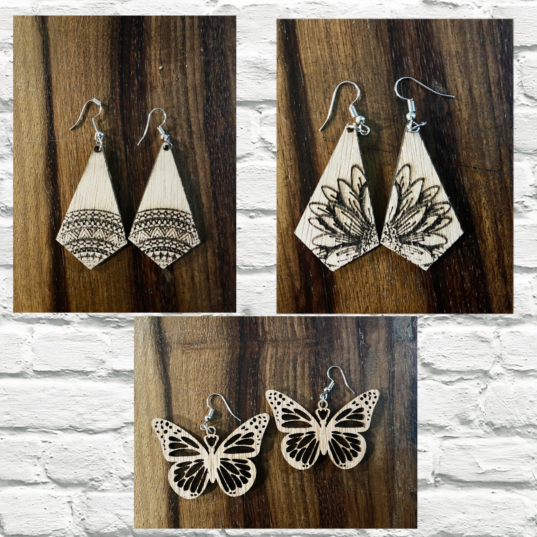 Wood Earrings for woman, Wooden Earrings, Natural Wooden Earrings, Laser Cut Earrings, Lightweight Earrings, Butterfly Earrings