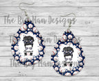 Blue Baseball Mom Teardrop Earrings / Teardrop Dangle Earrings / Handmade Jewelry