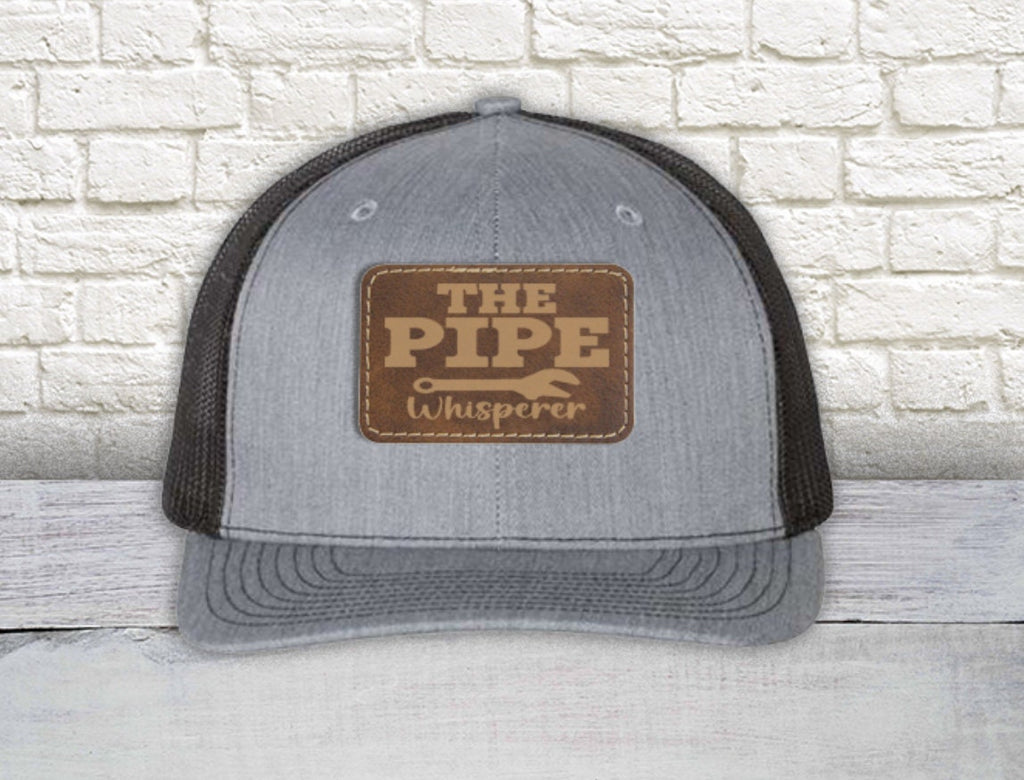 Pipe Whisperer Leather Patch Hat - Richardson 112 Snapback Trucker Hat | Plumber's Hat | Father's Day Hat | Patch Hat