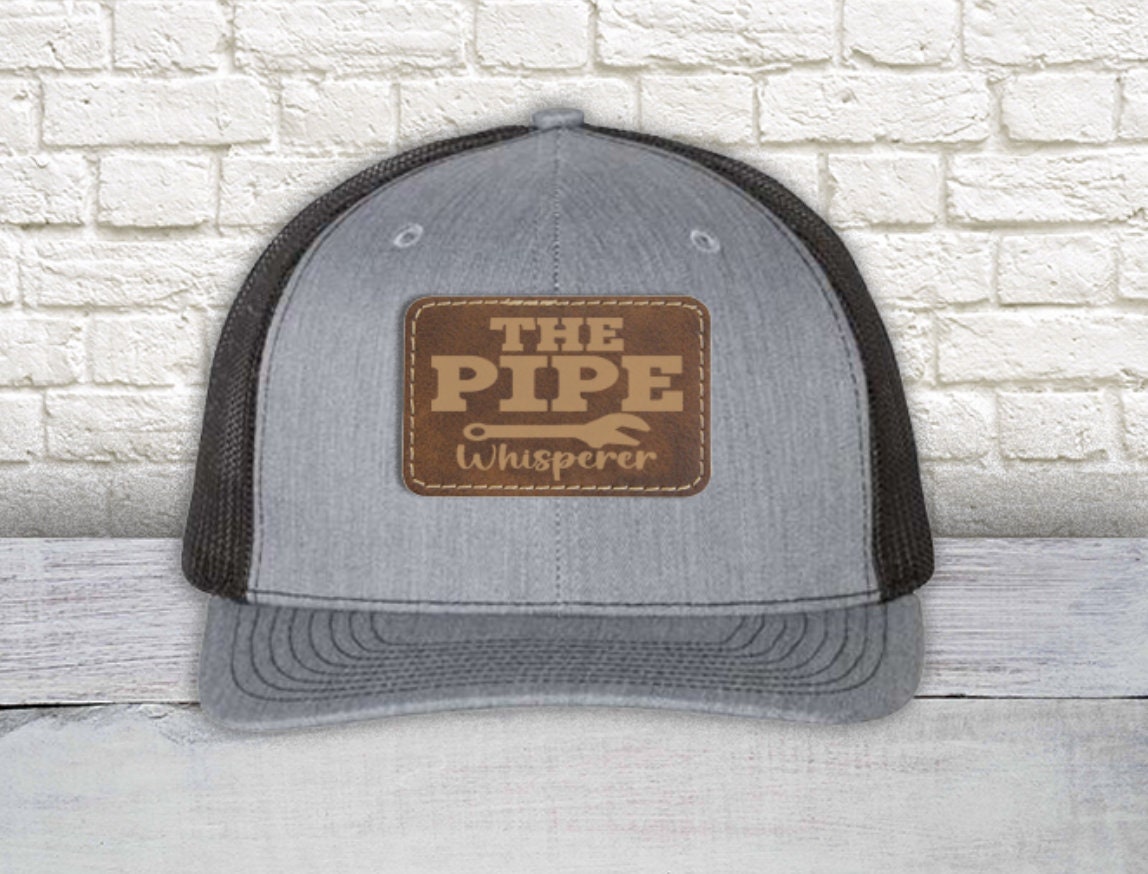 Pipe Whisperer Leather Patch Hat - Richardson 112 Snapback Trucker Hat | Plumber's Hat | Father's Day Hat | Patch Hat