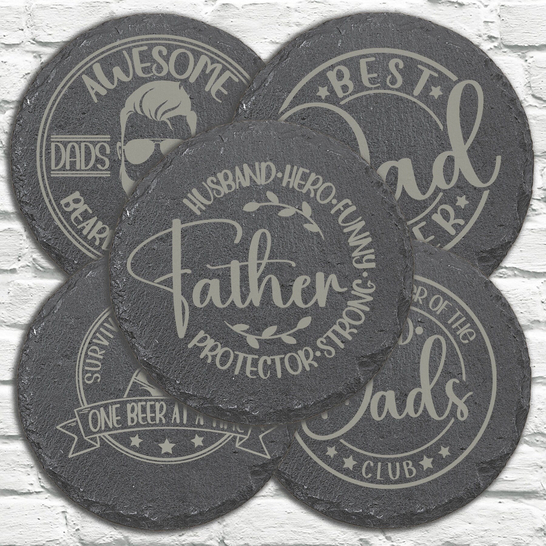 Personalized Stone Coasters | Father's Day Gifts | Custom Slate Coasters | Drink Coaster | Table Coaster | Gift for Dad