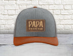 Papa Hat | Leather Patch Trucker Hat | Father's Day Hat |The Man The Myth The Legend| Father in Law Gifts, FIL Gifts, Gifts for him,