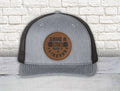 Lineman Save a Fuse Blow a Lineman Round Leather Patch Hat | Richardson 112 Snapback Trucker Hat | Lineman's Hat | Patch Hat