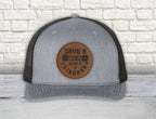 Lineman Save a Fuse Blow a Lineman Round Leather Patch Hat | Richardson 112 Snapback Trucker Hat | Lineman's Hat | Patch Hat