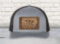 Smokin' Hot Grill Master Leather Patch Hat - Richardson 112 Snapback Trucker Hat | Richardson 112 Snapback Trucker Hat | Dad Hat | Patch Hat
