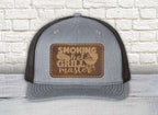 Smokin' Hot Grill Master Leather Patch Hat - Richardson 112 Snapback Trucker Hat | Richardson 112 Snapback Trucker Hat | Dad Hat | Patch Hat