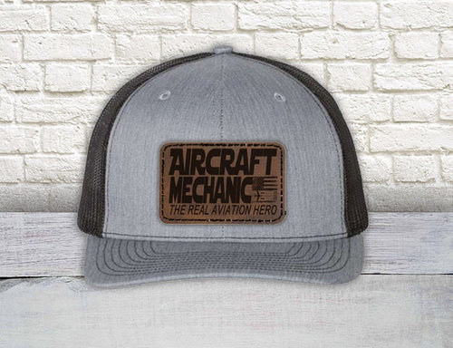Aviation Mechanic, The Real Aviation Hero Patch Hat - Richardson 112 Snapback Trucker Hat | Airplane Mechanic's Hat | Patch Hat