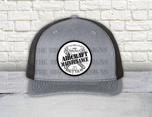 Aircraft Maintenance Patch Hat "Missing Parts: You did it better" Patch Hat - Richardson 112 Snapback Trucker Hat | Airplane Mechanic's Hat