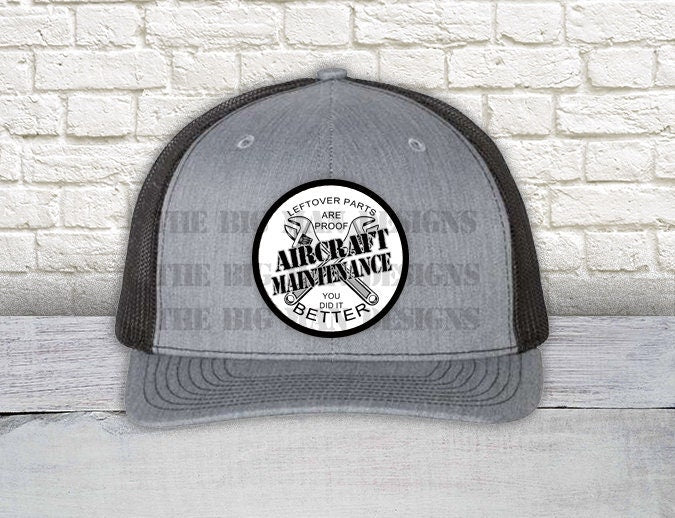 Aircraft Maintenance Patch Hat "Missing Parts: You did it better" Patch Hat - Richardson 112 Snapback Trucker Hat | Airplane Mechanic's Hat