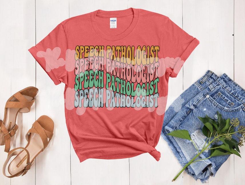 Colorful Speech Pathologist Wavy Repeated T-Shirt - Softstyle, Direct to Film Print