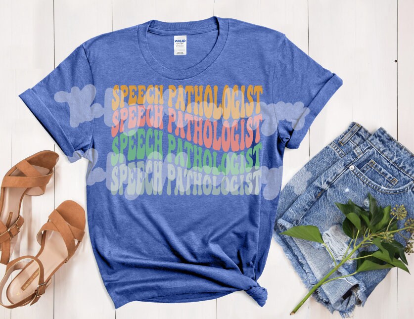 Colorful Speech Pathologist Wavy Repeated T-Shirt - Softstyle, Direct to Film Print
