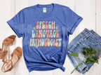 Speech Language Pathologist T-Shirt - Bubble Letters with Smiley Faces - Softstyle Direct to Film Design