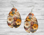 Vibrant Fall 3D Paper Flowers Teardrop Earrings | Teardrop Dangle Earrings | Jewelry