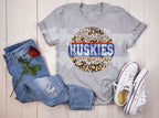 Huskies HCU Leopard Circle T-Shirt | Houston Christian University Huskies Spirit Shirt