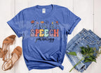 Speech Pathology T-Shirt - Bold Speech with Floral Pathologist Script - Softstyle Tee - Customizable