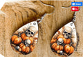Spooky Skulls and Pumpkin Patch Teardrop Sublimated Earrings - Halloween Delight! | Teardrop Dangle Earrings | Jewelry