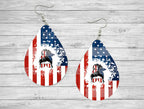 Proud Messy Bun Mama Teardrop Sublimated Earrings with Flag Design / Teardrop Dangle Earrings/ Jewelry