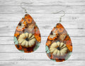 Vibrant Fall 3D Pumpkin and Paper Flowers Teardrop Earrings | Teardrop Dangle Earrings | Jewelry