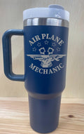 Airplane Mechanic Gift, Personalized 40 oz Tumbler, Stainless Steel Travel Mug