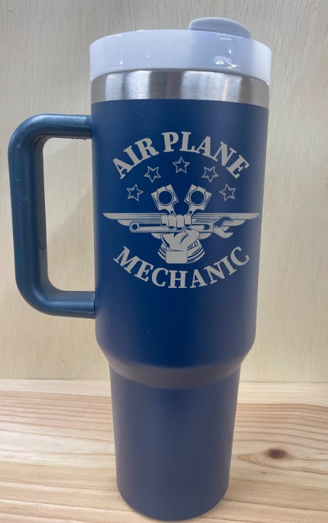 Airplane Mechanic Gift, Personalized 40 oz Tumbler, Stainless Steel Travel Mug
