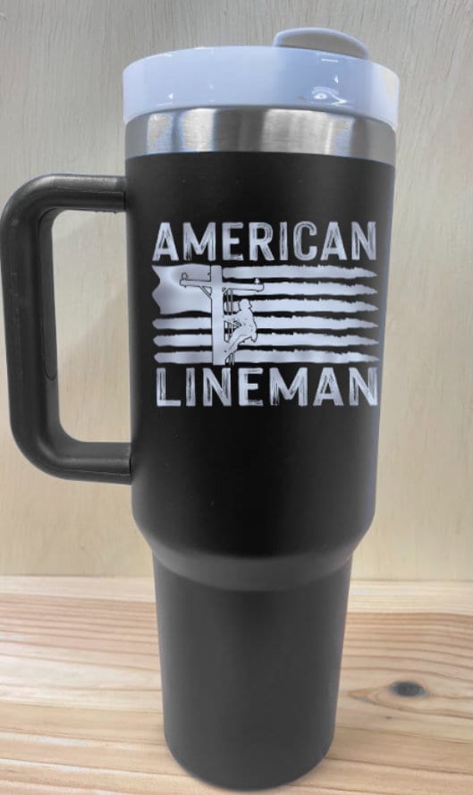 Personalized Lineman 40 oz Stainless Steel Tumbler with Handle