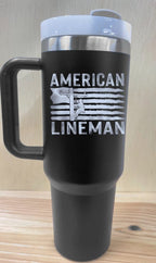 Personalized Lineman 40 oz Stainless Steel Tumbler with Handle