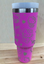Cartoon Kitty Personalized 40 oz Tumbler, Stainless Steel with Lid & Straw
