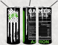 Gamer Black Personalized 20 or 30 oz skinny Tumbler