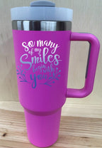 Personalized 40 oz Stainless Steel Tumbler, 'So Many Smiles' Design