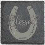 Horseshoe Coasters | Blessed Slate Coasters | Personalized Stone Coasters | Custom Slate Coasters | Drink Coaster | Table Coaster | Gift