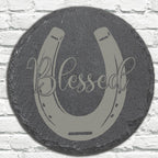 Horseshoe Coasters | Blessed Slate Coasters | Personalized Stone Coasters | Custom Slate Coasters | Drink Coaster | Table Coaster | Gift