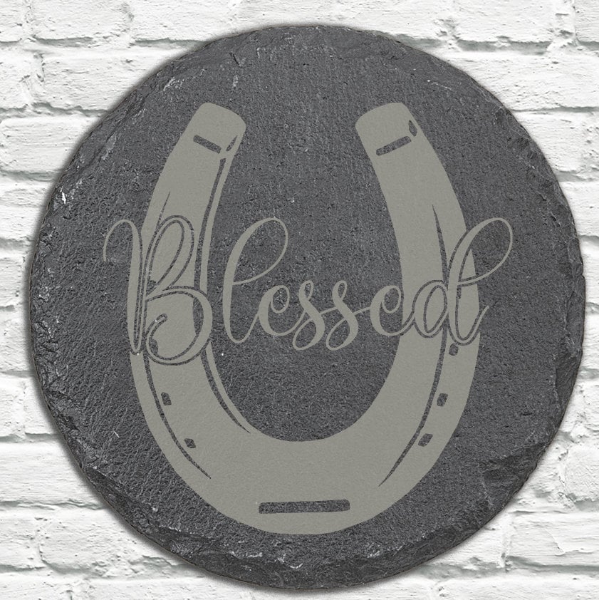 Horseshoe Coasters | Blessed Slate Coasters | Personalized Stone Coasters | Custom Slate Coasters | Drink Coaster | Table Coaster | Gift