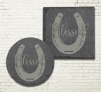 Horseshoe Coasters | Blessed Slate Coasters | Personalized Stone Coasters | Custom Slate Coasters | Drink Coaster | Table Coaster | Gift