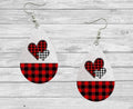 Valentines Buffalo Plaid Teardrop Earrings / Teardrop Dangle Earrings / Jewelry