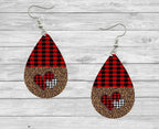 Valentines Animal Print Buffalo Plaid Teardrop Earrings / Teardrop Dangle Earrings / Jewelry