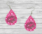 Valentines Pink Kiss Me Teardrop Earrings / Teardrop Dangle Earrings / Jewelry