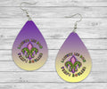 Mardi Gras Purple and Gold Laissez Les Bon Teardrop Earrings / Teardrop Dangle Earrings / Jewelry
