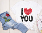 I Love You Valentines Day T-Shirt | Faux Glitter, Embroidery Design