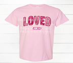 Loved John 3:16 Faux Glitter and Embroidery Valentines Day T-Shirt | Faux Glitter Valentines day shirt | Valentine t shirt