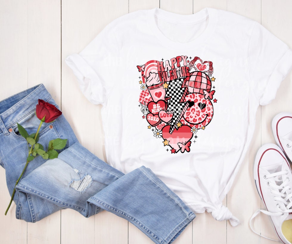 Retro Valentines Day T-Shirt | Disco Smiley Face